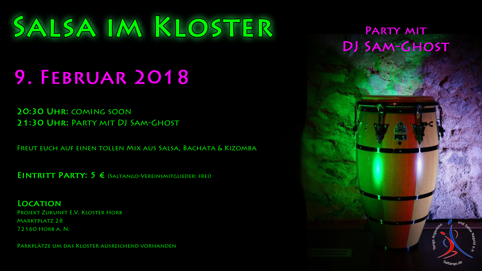 Salsaparty Horb Kloster Februar 2018